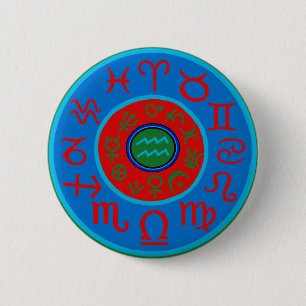 Aquarius Astrology Zodiac 2 Inch Round Button