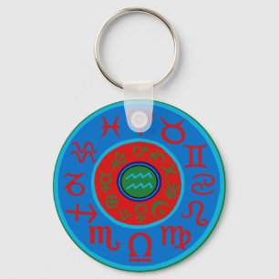 Aquarius Astrology Zodiac Keychain
