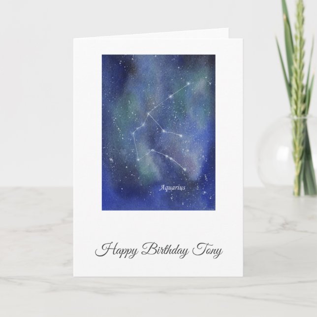 Aquarius Birthday Card Customizable (Front)