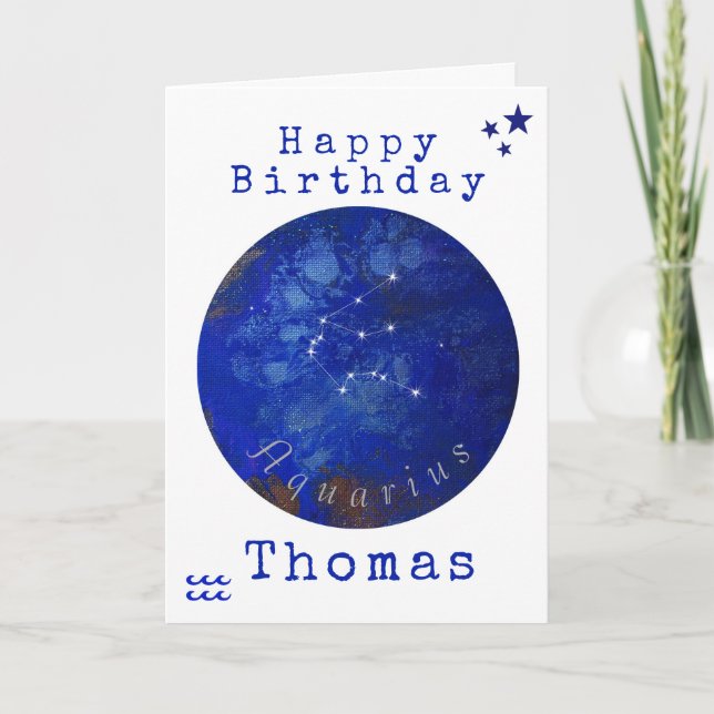 Aquarius Birthday Card, Horoscope Card (Front)