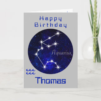 Aquarius Birthday Card, Horoscope Card