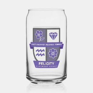 Aquarius Birthday Crest™ for February 1-18 Can Glass