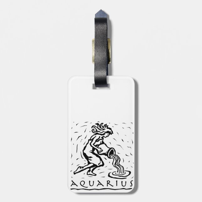 Aquarius Birthday Year Astrological Zodiac Sign Luggage Tag (Back Vertical)