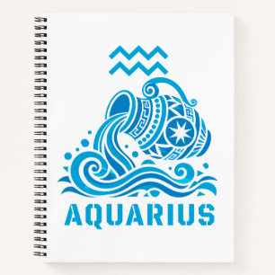 Aquarius Celestial Water Bearer Blue Art Notebook