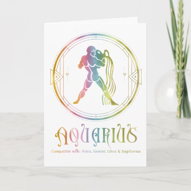 Aquarius Compatibility Birthday Greeting Card (Front)