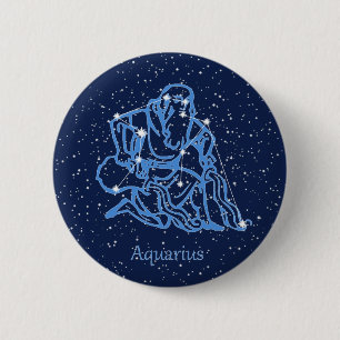 Aquarius Constellation and Zodiac Sign with Stars 2 Inch Round Button