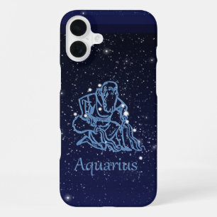 Aquarius Constellation and Zodiac Sign with Stars iPhone 16 Plus Case