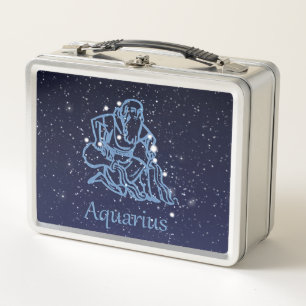 Aquarius Constellation and Zodiac Sign with Stars Metal Lunch Box