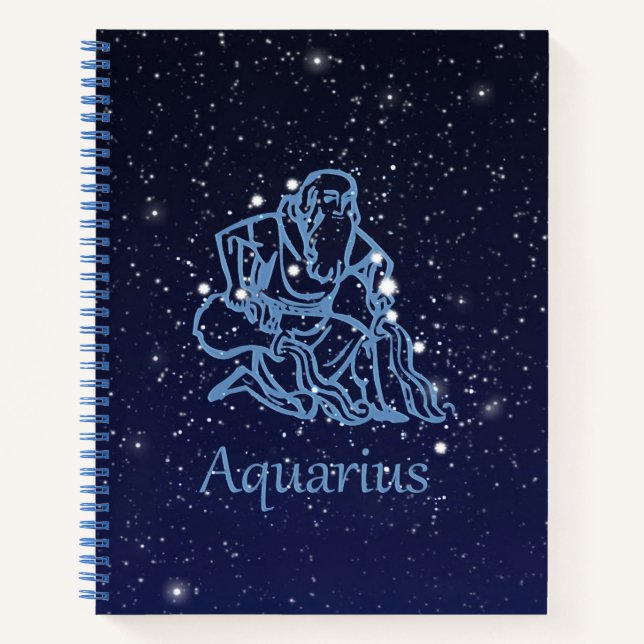 Aquarius Constellation and Zodiac Sign with Stars Notebook (Front)