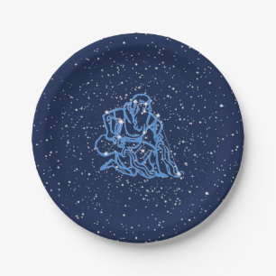 Aquarius Constellation and Zodiac Sign with Stars Paper Plate