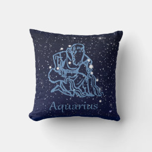 Aquarius Constellation and Zodiac Sign with Stars Throw Pillow