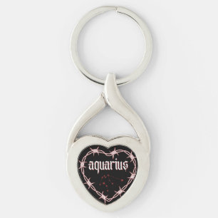 Aquarius Constellation Gothic Barbed Wire Art Keychain