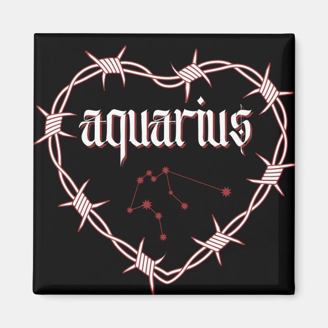 Aquarius Constellation Gothic Barbed Wire Design Magnet (Front)