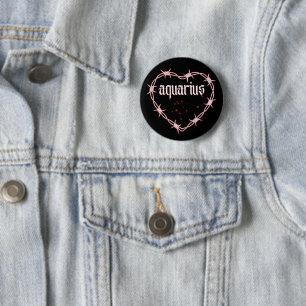 Aquarius Constellation Gothic Dark Edgy Birthday 2 Inch Round Button