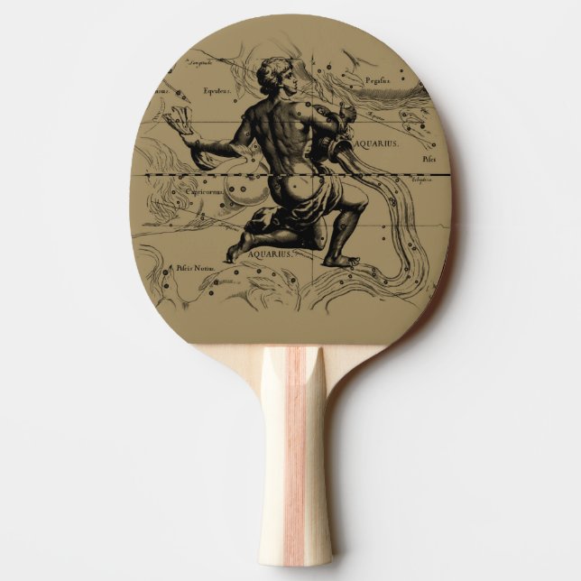 Aquarius Constellation Hevelius 1690 Engraving Ping Pong Paddle (Back)