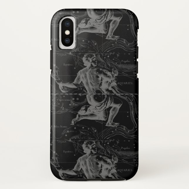 Aquarius Constellation Hevelius 1690 on Black Case-Mate iPhone Case (Back)