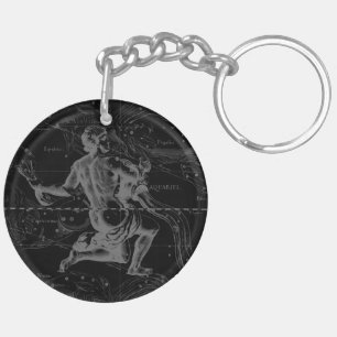 Aquarius Constellation Hevelius 1690 sur Noir