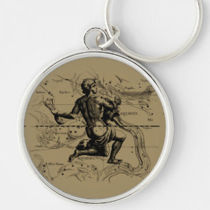 Aquarius Constellation Map by Hevelius Keychain