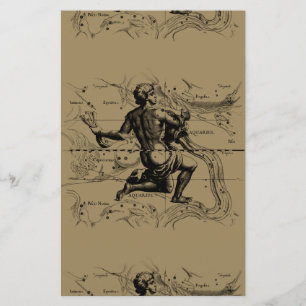 Aquarius Constellation Map by Hevelius Stationery