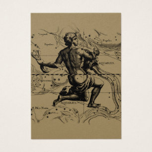 Aquarius Constellation Map Hevelius 1690 on Taupe