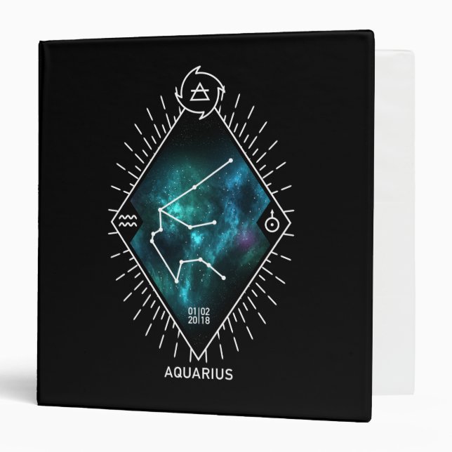 Aquarius Constellation & Zodiac Symbol Binder (Front/Inside)