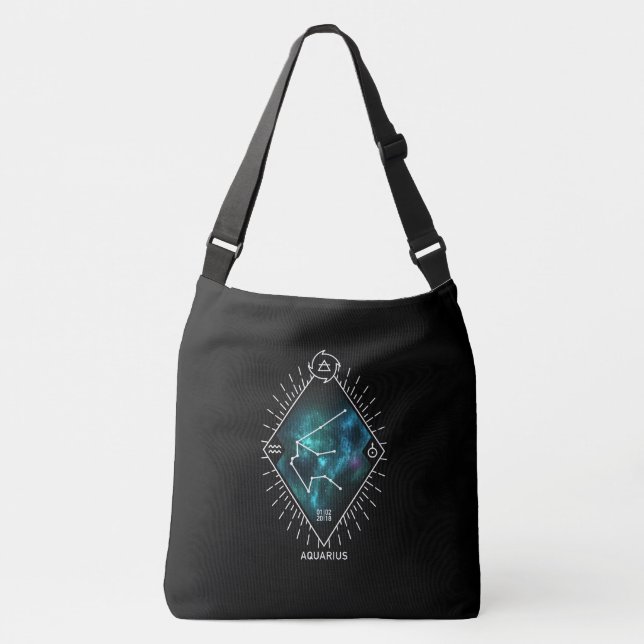 Aquarius Constellation & Zodiac Symbol Crossbody Bag (Front)