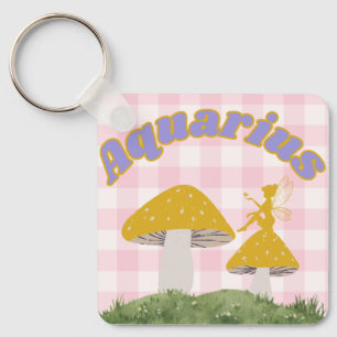 Aquarius Cottagecore Aesthetic Fairy Mushroom Art Keychain