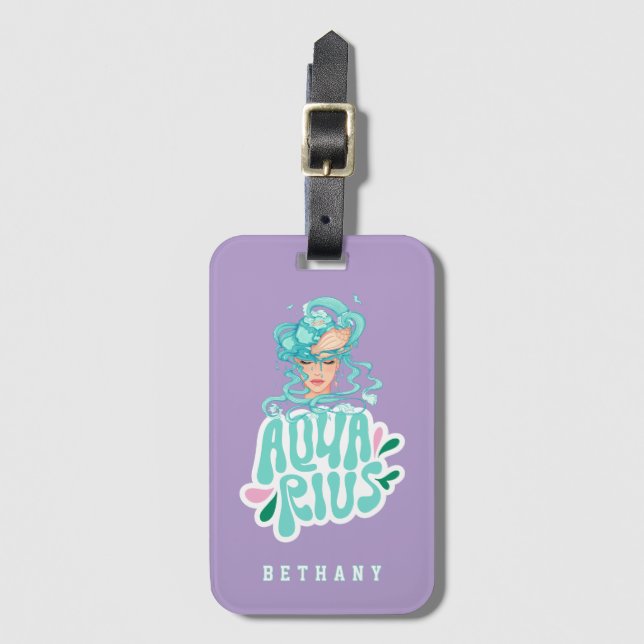 Aquarius Custom name Birthday Gift Luggage Tag (Front Vertical)