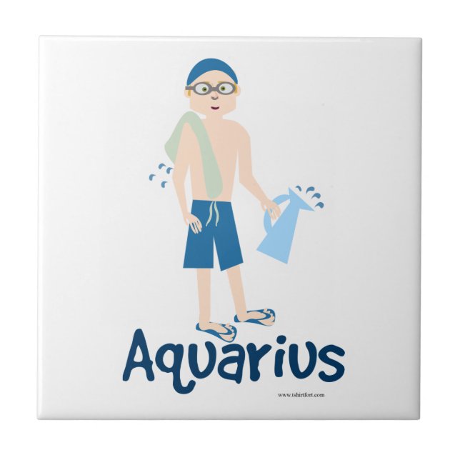 Aquarius Cute Water Bearer Symbol Tile (Front)