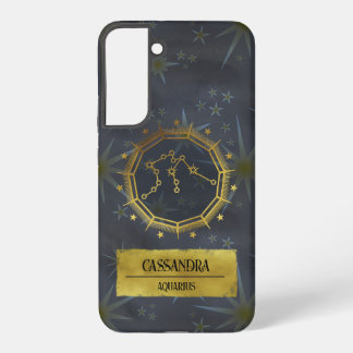 Aquarius Dark Zodiac Astrology: Black & Gold Samsung Galaxy Case