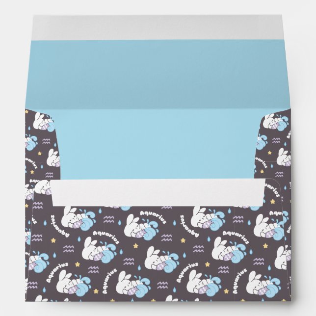 Aquarius Dreams: Zodiac Bunny Pattern II Envelope (Back (Bottom))