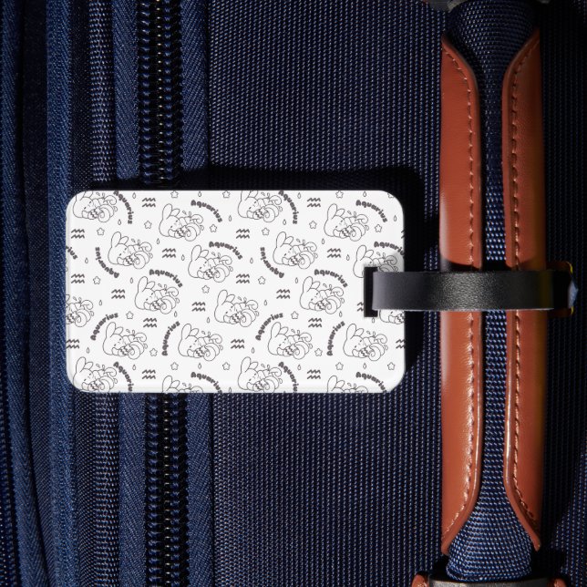 Aquarius Dreams: Zodiac Bunny Pattern III Luggage Tag (Back Insitu 2)