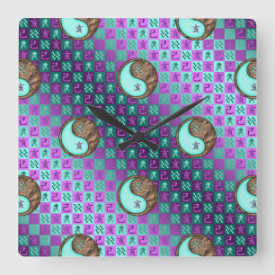Aquarius & Earth Boar Square Wall Clock