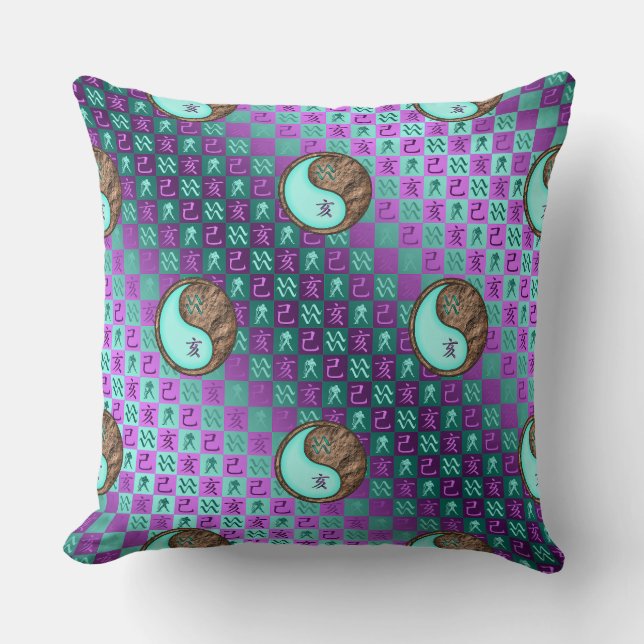 Aquarius & Earth Boar Throw Pillow (Front)