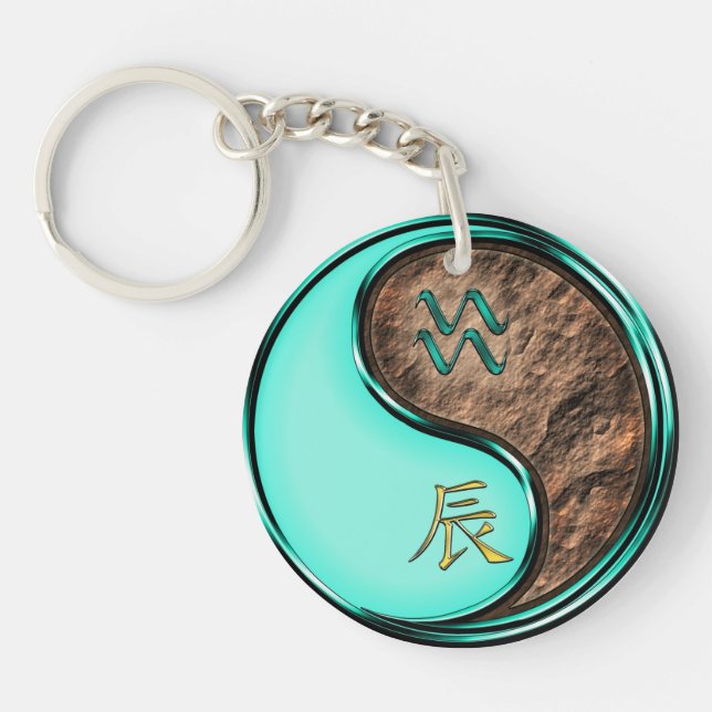 Aquarius & Earth Dragon Keychain (Front)