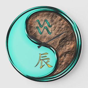 Aquarius & Earth Dragon Large Clock