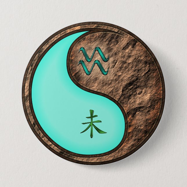 Aquarius & Earth Goat 3 Inch Round Button (Front)
