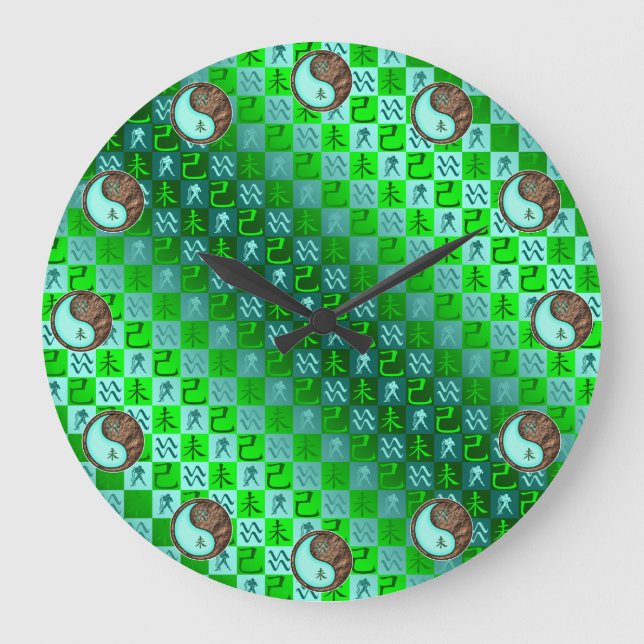 Aquarius & Earth Goat Large Clock (Front)