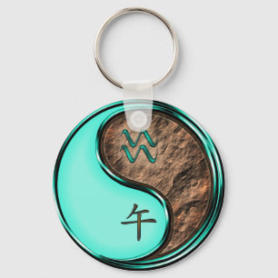 Aquarius & Earth Horse Keychain