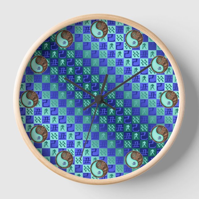 Aquarius & Earth Ox Clock (Front)