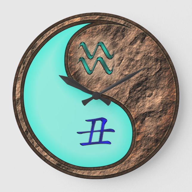 Aquarius & Earth Ox Large Clock (Front)