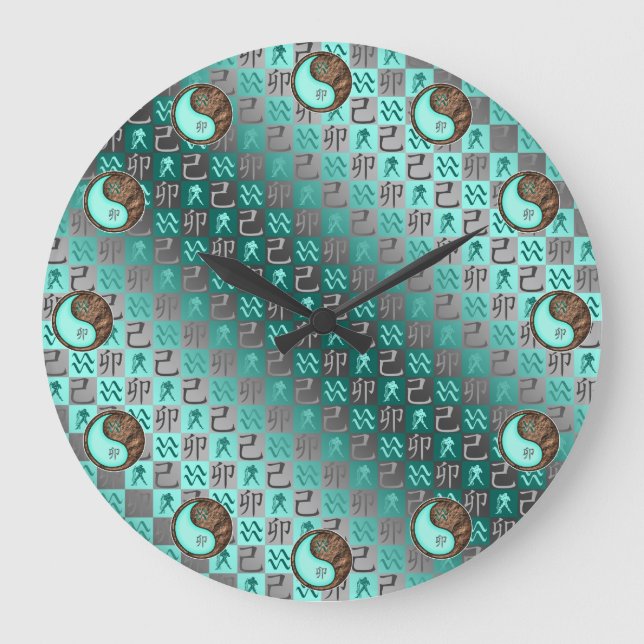 Aquarius & Earth Rabbit Large Clock (Front)