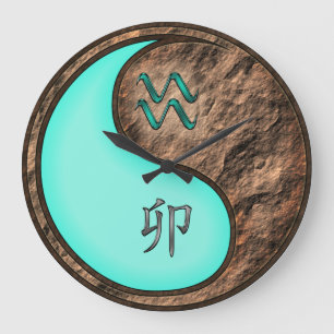 Aquarius & Earth Rabbit Large Clock