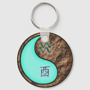 Aquarius & Earth Rooster Keychain