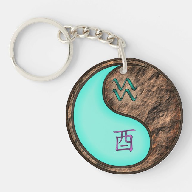Aquarius & Earth Rooster Keychain (Front)