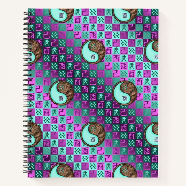Aquarius & Earth Rooster Notebook (Front)