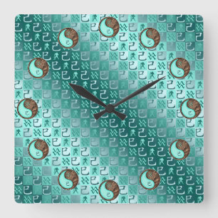 Aquarius & Earth Snake Square Wall Clock