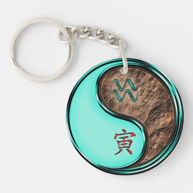 Aquarius & Earth Tiger Keychain (Front)