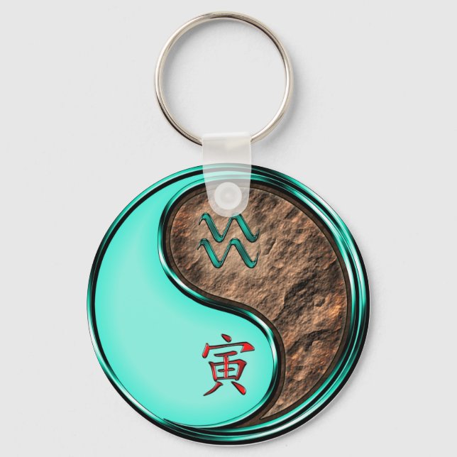 Aquarius & Earth Tiger Keychain (Front)