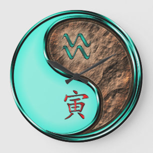 Aquarius & Earth Tiger Large Clock